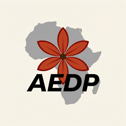 Logo von AEDP: Afrika-Umriss mit Blüte